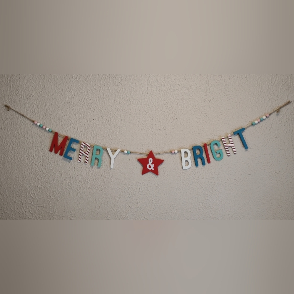 Vintage Christmas Handmade/painted wood hanging banner